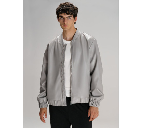 Бомбер из искусственной кожи Univer, серый