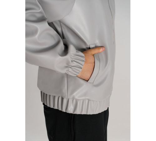 Бомбер из искусственной кожи Univer, серый