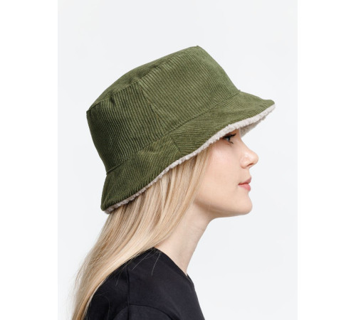 Панама Bucket двусторонняя утепленная, хаки с бежевым