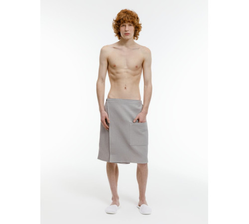 Килт вафельный мужской Onsen, светло-серый, единый размер