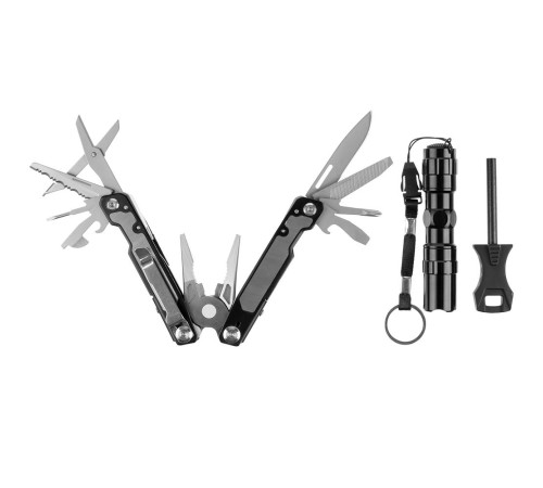 Набор Forster: мультиинструмент, фонарик, огниво, черный