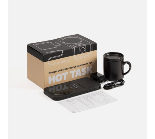 Беспроводное зарядное устройство с подогревом кружки Hot Task, черное