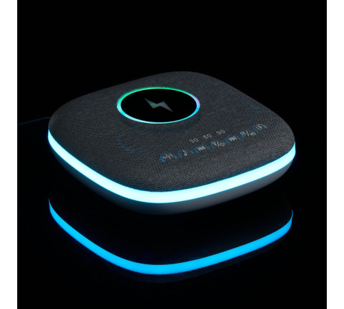 Bluetooth-колонка с беспроводной зарядкой и подсветкой Terrafonic, серая