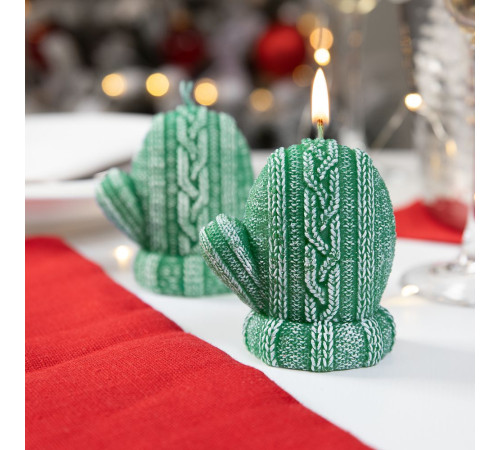 Свеча Kniteam, варежка, зеленая