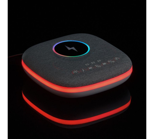 Bluetooth-колонка с беспроводной зарядкой и подсветкой Terrafonic, серая
