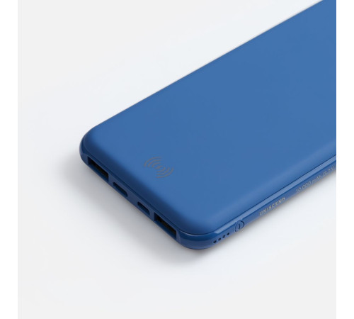 Аккумулятор с беспроводной зарядкой All Day Wireless 10000 мАч, синий