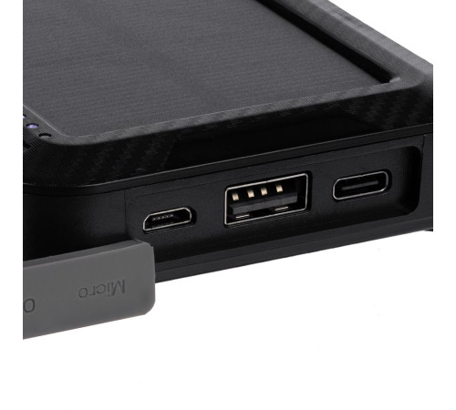 Аккумулятор защищенный Total Control 10000 мАч, черный с серым