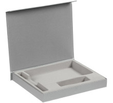 Коробка Doc под блокнот, аккумулятор и ручку, серебристая