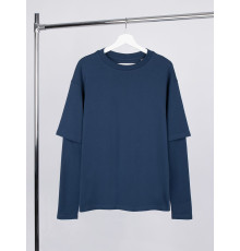 Футболка оверсайз с двойным рукавом Kosmos, темно-синяя