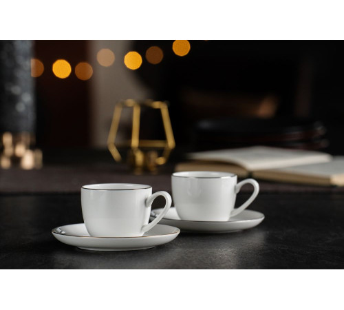 Кофейная пара Select, белая с золотистой отводкой