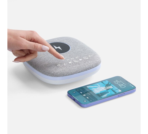 Bluetooth-колонка с беспроводной зарядкой и подсветкой Terrafonic, серая