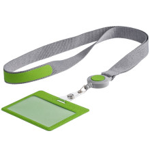 Чехол для карточки с лентой и ретрактором Devon, зеленый