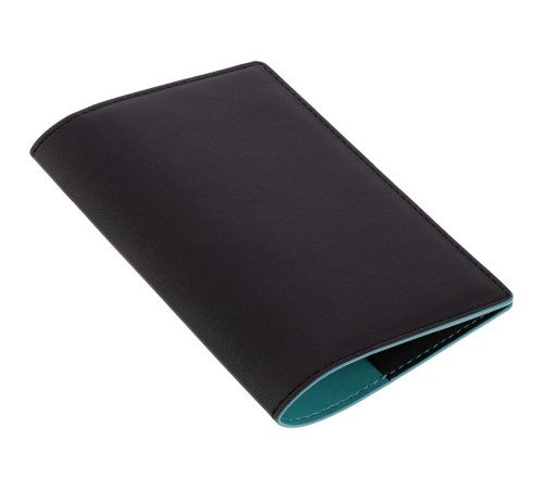 Обложка для паспорта Multimo, черная с бирюзовым