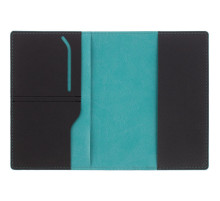 Обложка для паспорта Multimo, черная с бирюзовым