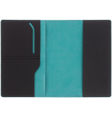 Обложка для паспорта Multimo, черная с бирюзовым