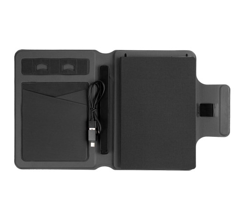 Органайзер с блокнотом и аккумулятором Oiro, черный