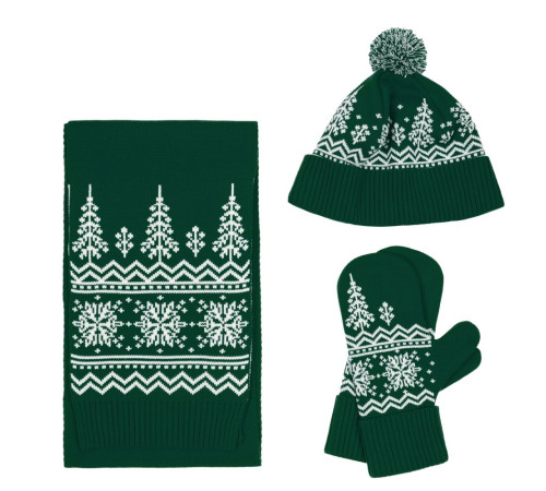 Варежки Elnik, зеленые с молочно-белым