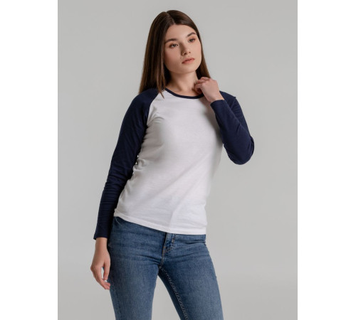 Футболка женская с длинным рукавом Milky Lsl, белая с темно-синим