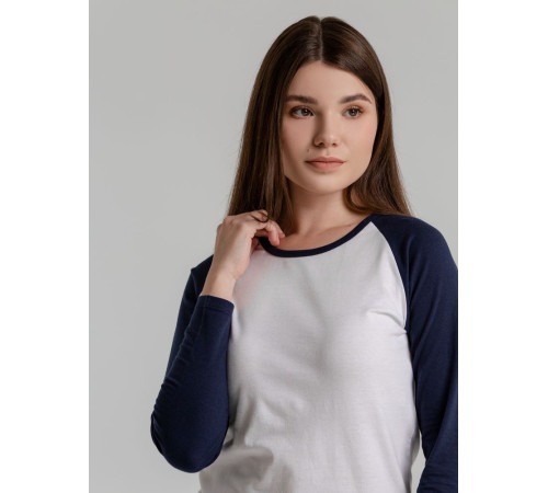 Футболка женская с длинным рукавом Milky Lsl, белая с темно-синим