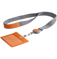 Чехол для карточки с лентой и ретрактором Devon, оранжевый