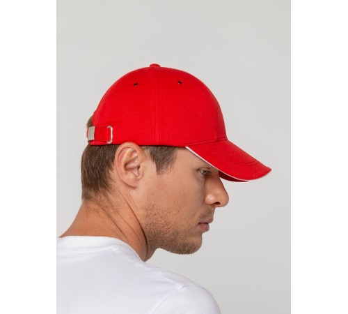 Бейсболка Canopy, красная с белым кантом