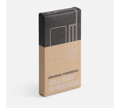Аккумулятор с беспроводной зарядкой All Day Wireless, 10000 мАч, черный