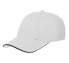 Бейсболка Canopy, белая с темно-синим кантом