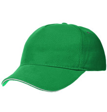 Бейсболка Classic, ярко-зеленая с белым кантом