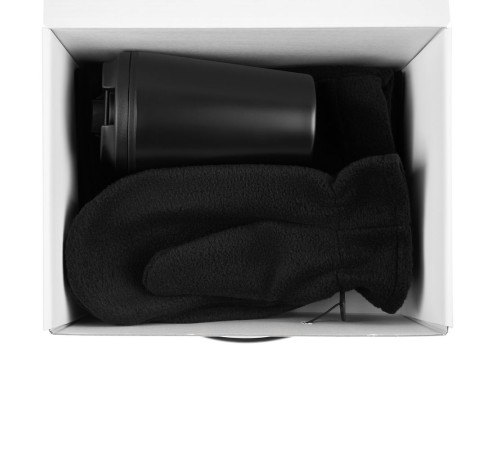 Набор Fleecy с термостаканом, черный