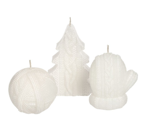 Свеча Kniteam, варежка, белая