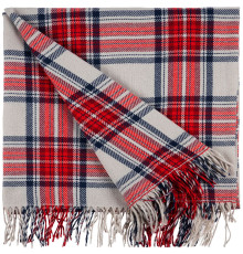 Плед «Валдай», бежевый с красным и синим