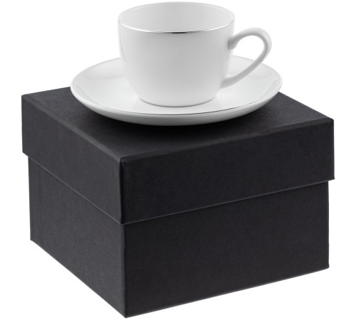 Кофейная пара Select, белая с серебристой отводкой