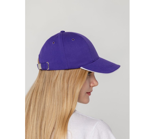 Бейсболка Canopy, фиолетовая с белым кантом