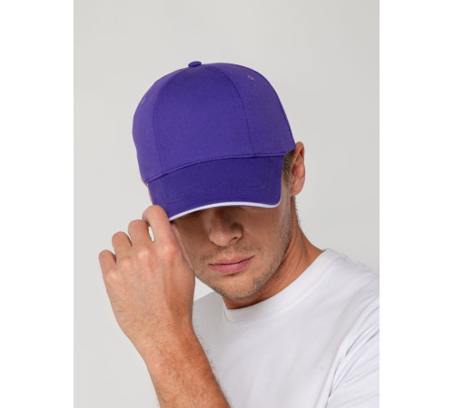 Бейсболка Canopy, фиолетовая с белым кантом