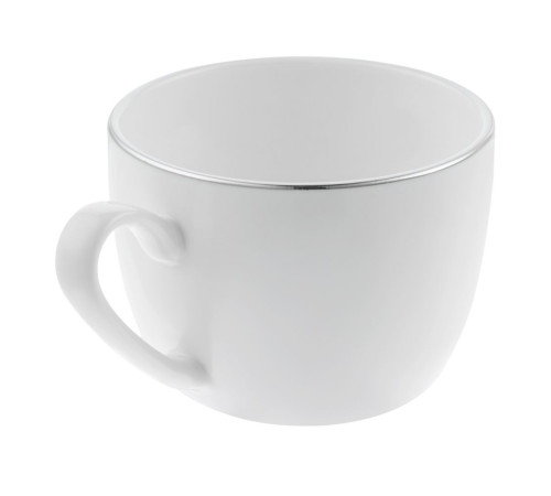 Кофейная пара Select, белая с серебристой отводкой