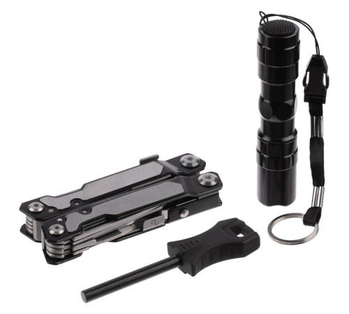 Набор Forster: мультиинструмент, фонарик, огниво, черный