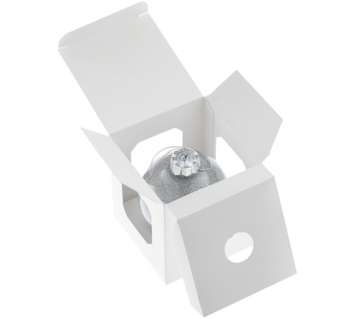 Елочный шар Finery Shine, 8 см, глянцевый серебристый с глиттером