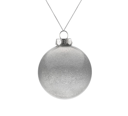 Елочный шар Finery Shine, 8 см, глянцевый серебристый с глиттером